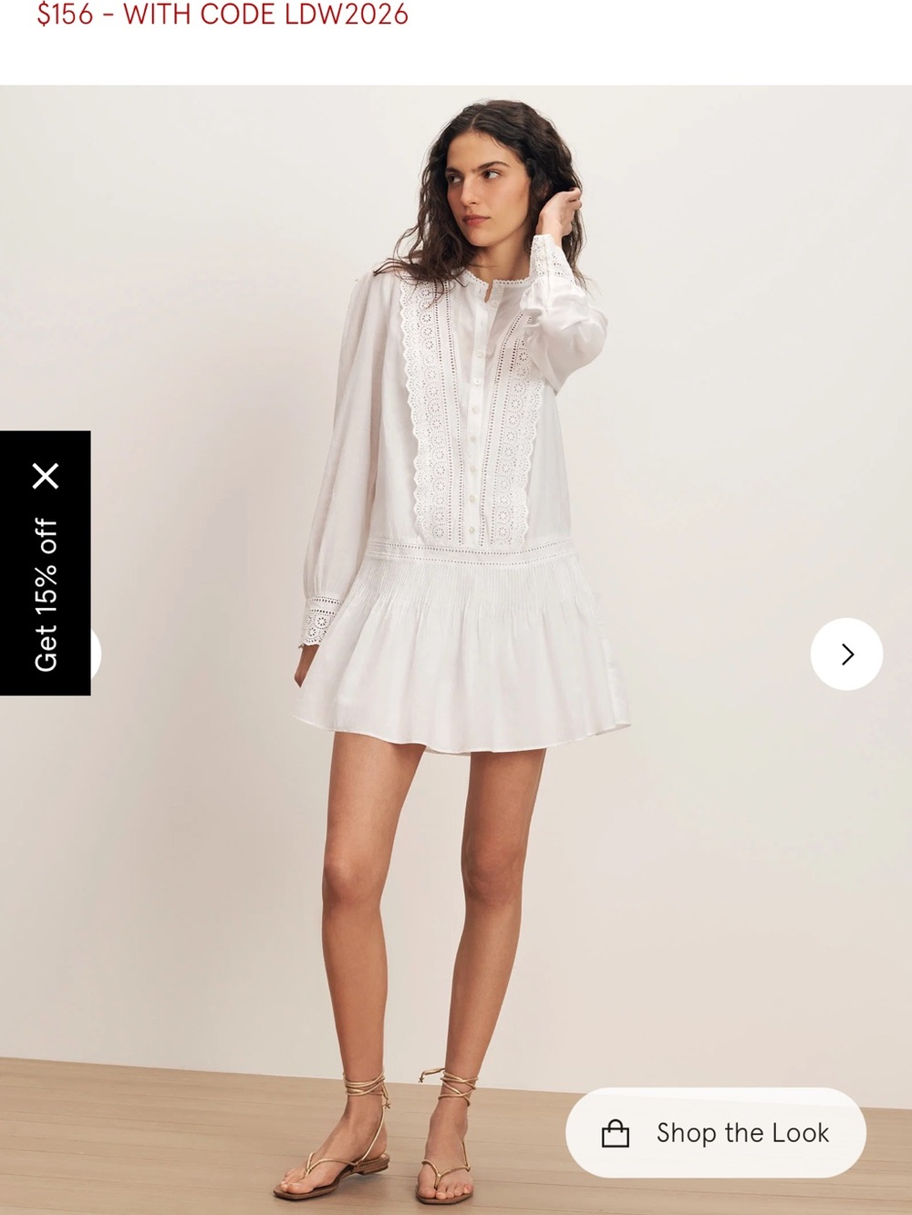 Veronica Beard New With Tags White Lace-Panel Long-Sleeve Mini Dress